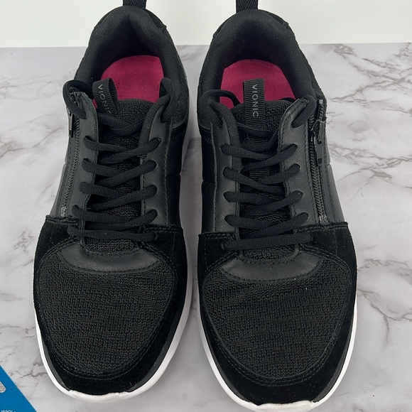 VIONIC Athena Lace Up Sneakers Black White Size 8.5 Casual Walking Support - Picture 2 of 8